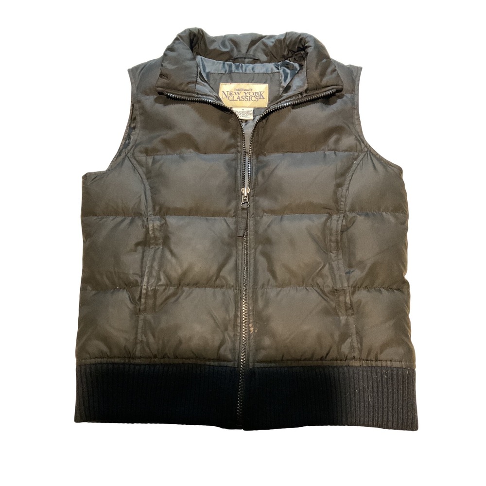 New‎ York Classics Black Quilted Puffer Vest Women Size S Down Blend Fill